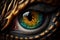 eye of the dragon,beautiful fantasy dragon eye close up, monster eye, Generative AI