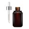 Eye dropper serum bottle mockup. Brown glass set