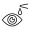 Eye drops line icon, Heath care concept, Eye health sign on white background, Applying eye drops with eyedropper icon in
