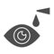 Eye drops solid icon, Heath care concept, Eye health sign on white background, Applying eye drops with eyedropper icon