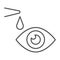 Eye drops thin line icon, Heath care concept, Eye health sign on white background, Applying eye drops with eyedropper