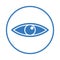 Eye, eyeball, look, see, view, vision, watch icon. Blue vector sketch.
