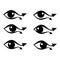 Eye with eyelashes in the form of arrows, stylized image, logo, sign. Vector illustration