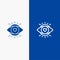Eye, Eyes, Education, Light Line and Glyph Solid icon Blue banner Line and Glyph Solid icon Blue banner