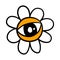 Eye flower chamomile hand drawn vector doodle icon logo in cartoon style