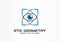 Eye geometry, healthcare tech creative symbol concept. Ophthalmology, surgery, medicine abstract business logo idea
