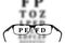 Eye glasses and blurred letters on Snellen chart