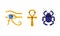 Eye of Horus, Ankh Key and Scarab Beetle as Ancient Egyptian Symbol Vector Set