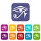 Eye of Horus Egypt Deity icons set flat