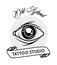 Eye human with ribbon tattoo studio graphic