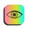 Eye icon, clear line image, flat simple design, rainbow rectangle background