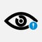 Eye icon with exclamation mark. Eye icon and alert, error, alarm, danger symbol