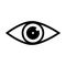 Eye icon vector with double reflection in pupil. Sign of view, look, glance, glimpse, dekko, eyebeam, opinion, eyewink, peek and
