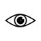 Eye icon vector with double reflection in pupil. Sign of view, look, glance, glimpse, dekko, eyebeam, opinion, eyewink, peek and e