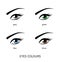 Eye icons set with different colors of iris. Colored contact lenses icons. - Vector