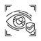 Eye identification black line icon. ID and verifying person. Approved protection. Concept of: dna system, scientific