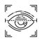 Eye identification black line icon. ID and verifying person. Concept of: dna system, scientific technology, scanning