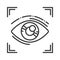 Eye identification black line icon. ID and verifying person. Concept of: dna system, scientific technology, scanning