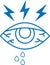 Eye infection icon, painful eye, virous attack eye blue vector icon