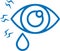 Eye infection icon, painful eye, virous attack eye blue vector icon