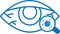 Eye infection icon, painful eye, virous attack eye blue vector icon
