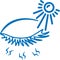 Eye infection icon, painful eye, virous attack eye blue vector icon