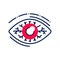 Eye inflammation line color icon. Infectious diseases. Conjunctivitis. Allergy symptoms. Sign for web page, mobile app, button,