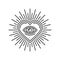 Eye Inside Heart Sign. Masonic Icon on White Background. Vector