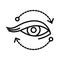 Eye isolated linear icon with arrows, cosmetology and beauty