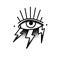 Eye with lightning doodle icon, traditional tattoo illustration