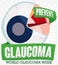 Eye like Manometer with High Pressure Promoting World Glaucoma Week, Vector Illustration