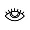 Eye line icon, vision pictogram, eyelashes, look symbol outline design. Optical illustration