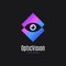 Eye logo design. Optic vision icon on black