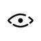 Eye logo. Thick line art icon of stylized human eye with pupil. Black simple illustration of vision test, videcam. Symbol for