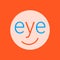 Eye logo words in a simple linear style that resembles the face of a happy man