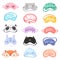 Eye mask vector sleeping night accessory blindfold relax in traveling illustration nighty set of face sleepy protection