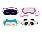 Eye mask vector sleeping night accessory relax resst in traveling illustration set of face sleepy protection cartoon