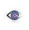 Eye with multi-colored swirly iris vector icon