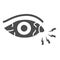 Eye pain and infection solid icon, illness and injury concept, Sore eyes sign on white background, Redness of eyes icon