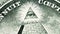 Eye of Providence. Great seal on 1 US dollar bill slow rotating, pyramid.