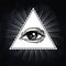 Eye of Providence. Masonic symbol. All seeing eye inside triangle pyramid. New World Order.