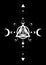 Eye of Providence. Masonic symbol. All seeing eye inside triple moon pagan Wicca moon goddess symbol. Vector illustration. Tattoo