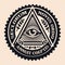 Eye of Providence. Masonic symbol. Conspiracy theory. parchment, space. seclorum, novus ordo, annuit coeptis