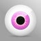 Eye, purple. Realistic 3d violet eyeball vector illustration. Real human iris,pupil and eye sphere. Icon, transparent background.