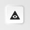 Eye, pyramid neumorphic style vector icon. Simple element illustration from UI concept. Eye, pyramid neumorphic style