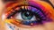 Eye with rainbow makeup. Neural network AI generated