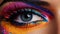 Eye with rainbow makeup. Neural network AI generated