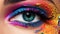 Eye with rainbow makeup. Neural network AI generated