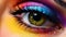 Eye with rainbow makeup. Neural network AI generated