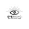 Eye rising ophthalmology logo, creative shine eyelash vector